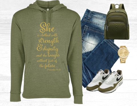 Clothed with Strength Christian Hoodie